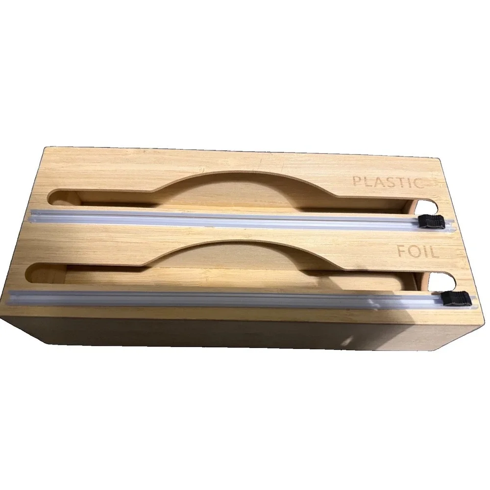 Wood Foil/Plastic Holder Wall Mountable Brown Bamboo